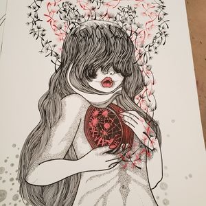 Mixed media and pen and ink